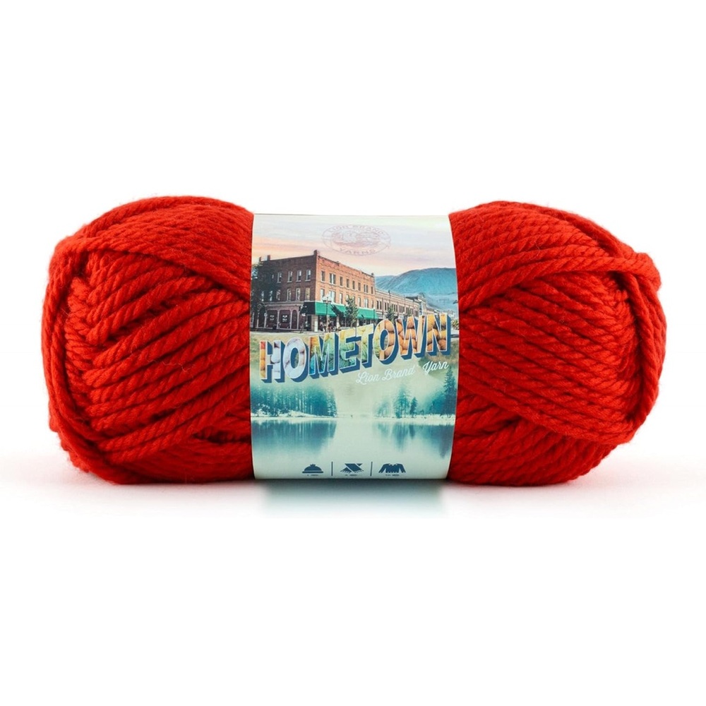 Lion Brand Hometown Cincinnati Red Super Bulky Yarn NWT